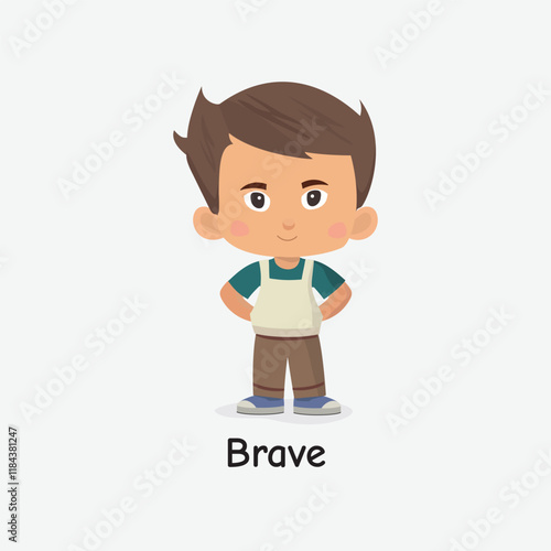 Brave Child Vector Illustration Showing Courage