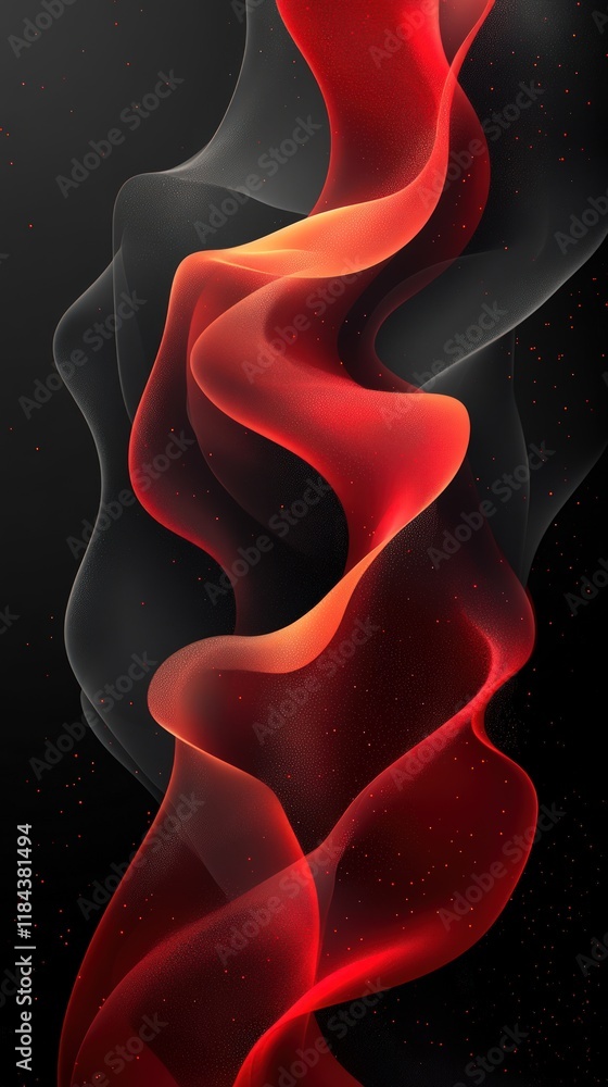 Abstract red and black flowing wave design. Abstract red and black flowing wave design.