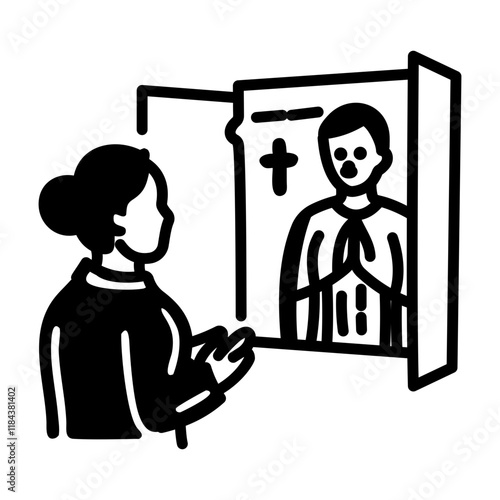 Doodle style icon of church confession
