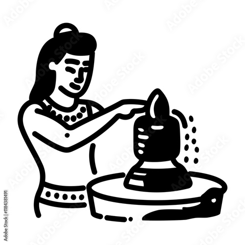 Doodle style icon of hindu worship