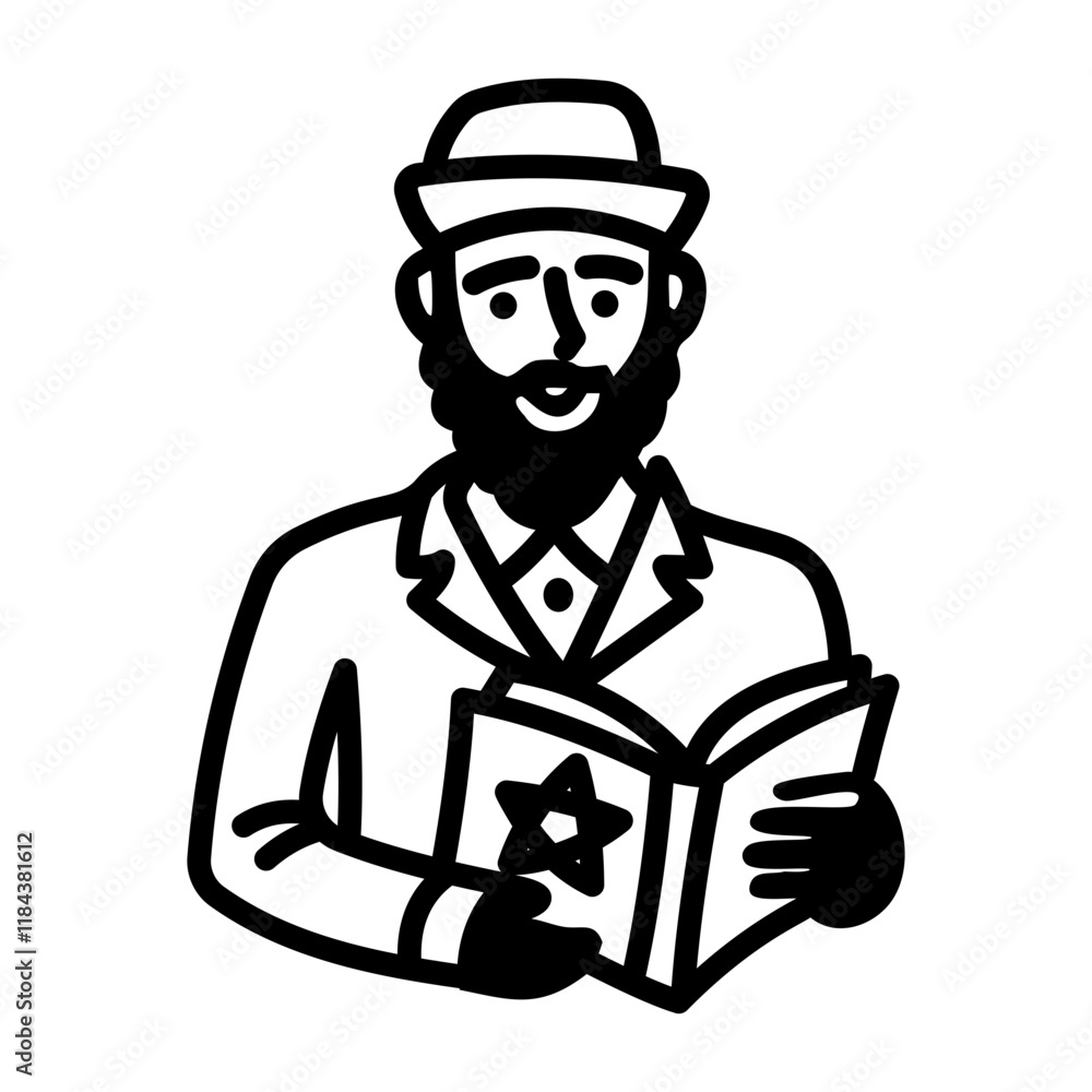 Fototapeta premium Doodle icon showing a jewish reciting book