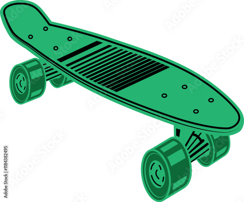 Vibrant Green Skateboard Design for Graphic Assets