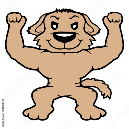 Dog Bodybuilder Strong Muscles Gym Weightlifting Design Lover Art Vector Illustration Card T-Shirt Poster Sticker Graphic Print Decorative Drawing Isolated Logo Decoration Symbol Creative Cool Style
