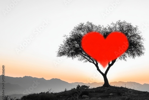 A stylized silhouette of a tree with branches that form an unusual, heart-shaped canopy