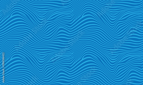 Abstract Blue Wave Pattern with Optical Illusion