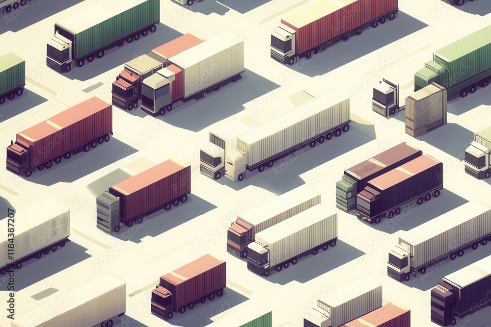 Warehouse Logistics Overview with Trucks and Containers Warehouse Logistics Overview with Trucks and Containers