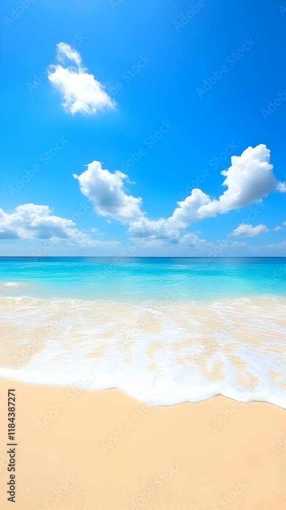 Beach Scene Illustration: Turquoise Water and Soft Sand Beach Scene Illustration: Turquoise Water and Soft Sand