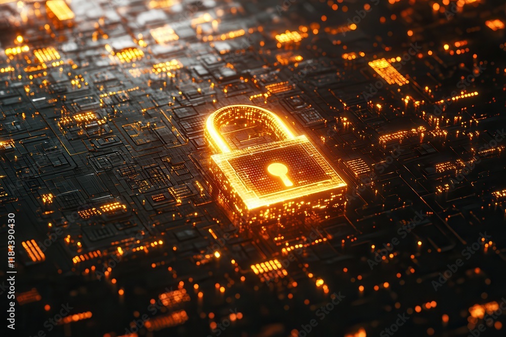 Digital Encryption Concept with Padlock and Binary Code Digital Encryption Concept with Padlock and Binary Code