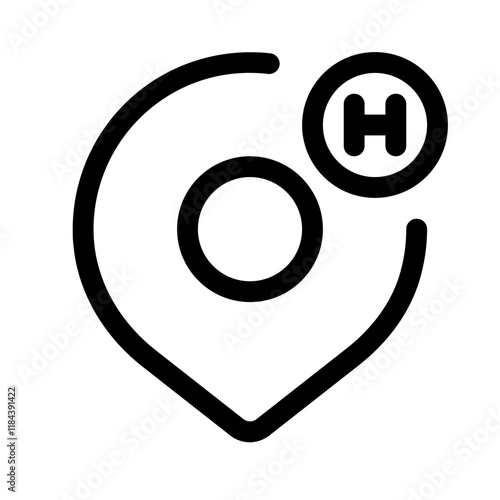 hospital location icon with line style, perfect for user interface projects