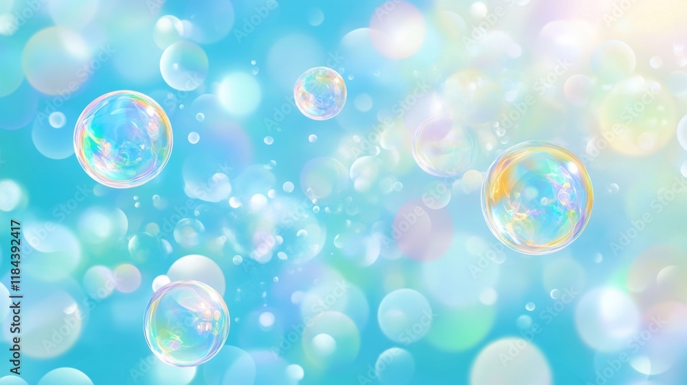 Transparent bubbles floating on a blurred aqua background. Transparent bubbles floating on a blurred aqua background.