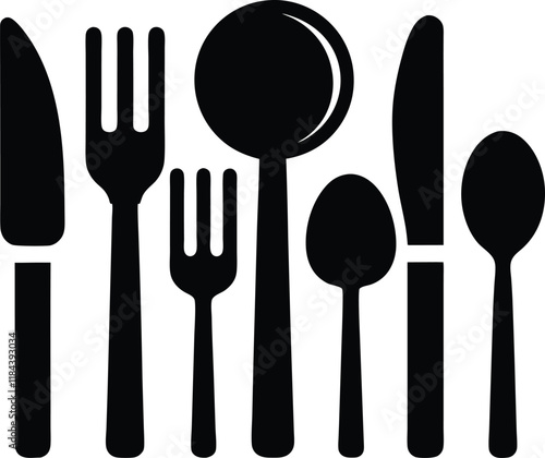 Cutlery set silhouette,Kitchen silhouette set