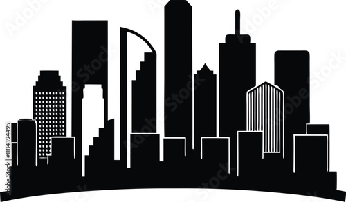 Houston City Skyline silhouette illustration,Houston, Texas skyline. silhouette