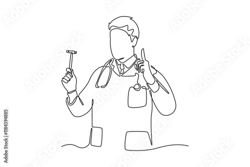 Medical professional Concept. Single line draw design. Full length animation illustration. High quality 4k footage.