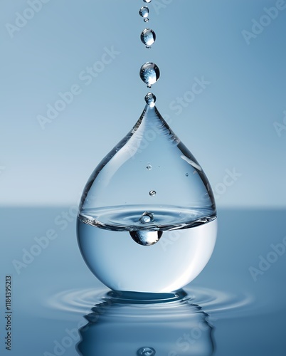 A drop of water falling into the water. photo