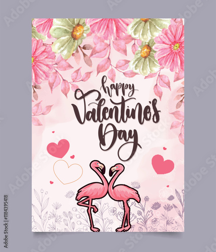 Valentine celebration poster Romantic cute love card template design