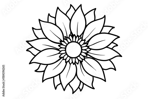 Sunflower Line Art Vector Illustration