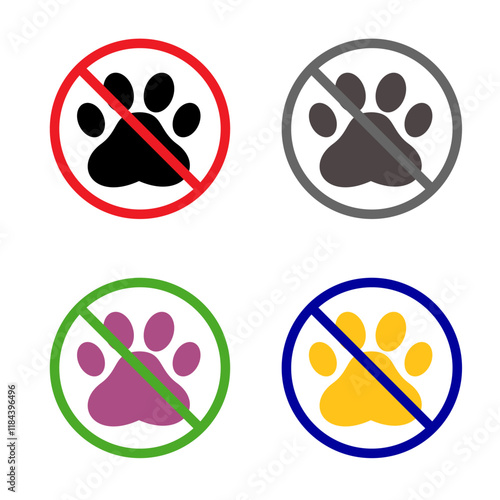 No pet allowed vector icons. Cat and dog, no pet allowed vector signs set. Warning sticker. Forbidden label.