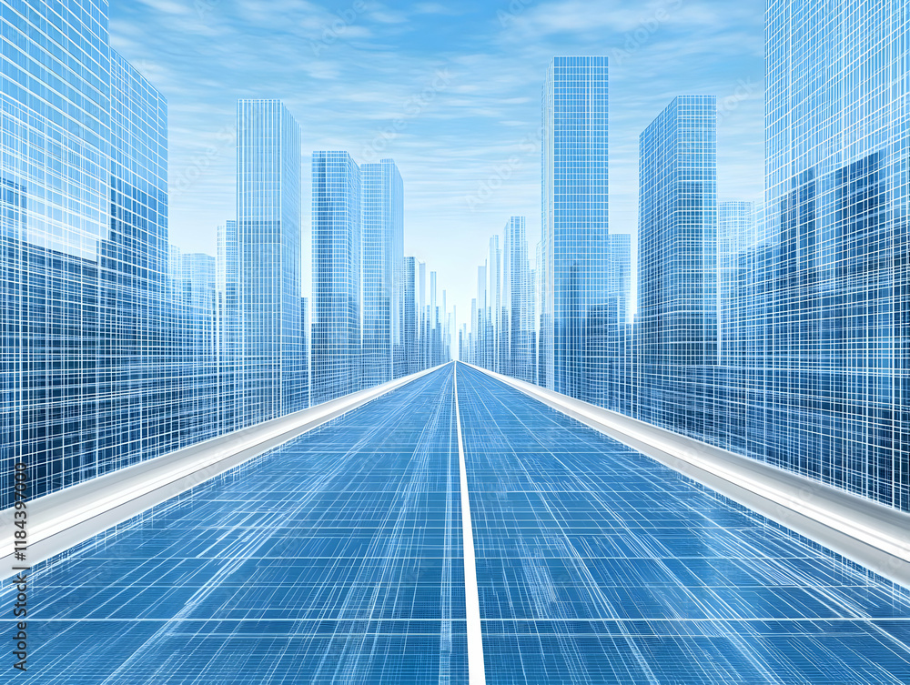 Fototapeta premium 3D Cityscape Road Illustration