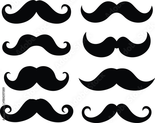 Set of mustache silhouette,mustache dilhouette bundle