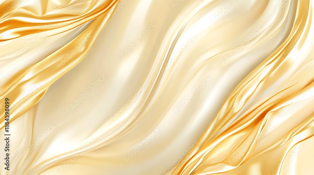 Fototapeta premium Golden and Cream Silk Draped Fabric Abstract Background