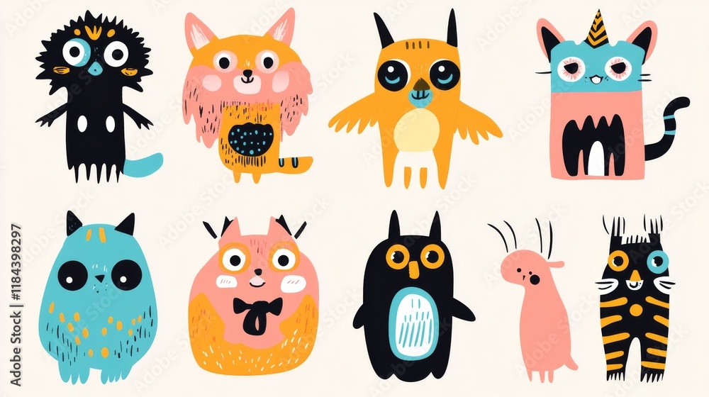 Cute abstract characters vector collection Cute abstract characters vector collection