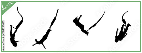 Silhouette of bungee jumping. Extreme sports.