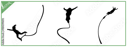 Silhouette of bungee jumping. Extreme sports.