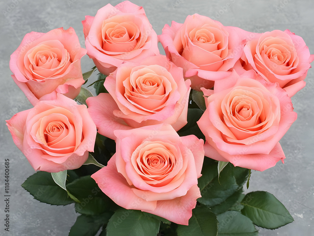 Fototapeta premium Peach Roses Bouquet Illustration