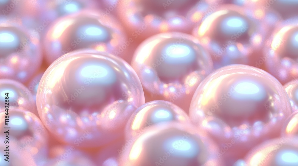 A close-up view of shimmering, translucent pink pearls, showcasing their smooth surfaces and lustrous reflections in a soft, dreamy setting. A close-up view of shimmering, translucent pink pearls, showcasing their smooth surfaces and lustrous reflections in a soft, dreamy setting.
