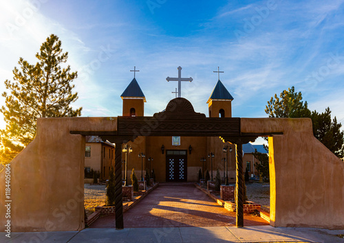 The Historic Iglesia de la Santa Cruz de la Canada Mission Church, Espanola, New Mexico, USA
