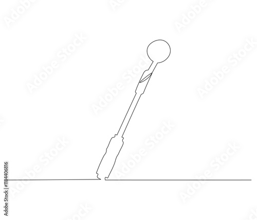 One continuous line drawing of dental mirror tool . Single line of dental mirror tool vector illustration