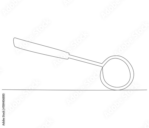 One continuous line drawing of dental mirror tool . Single line of dental mirror tool vector illustration