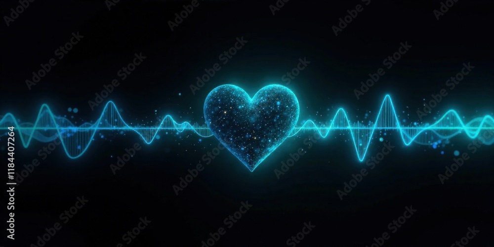 Fototapeta premium Glowing Heart Shaped Energy Pulse with Vibrant Waveform