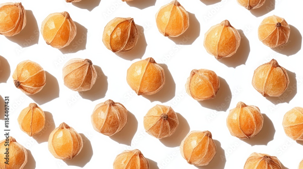 Grid pattern of dried Indian gooseberry amla, herb ingredient, realistic style, top view, isolated on white background Grid pattern of dried Indian gooseberry amla, herb ingredient, realistic style, top view, isolated on white background