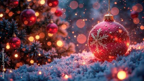 New Year's Ball Ornament on Festive Background