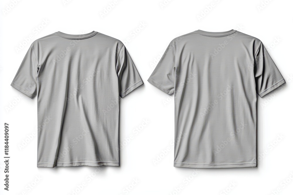 Gray t-shirt mockup, back view, studio, white background, design Gray t-shirt mockup, back view, studio, white background, design