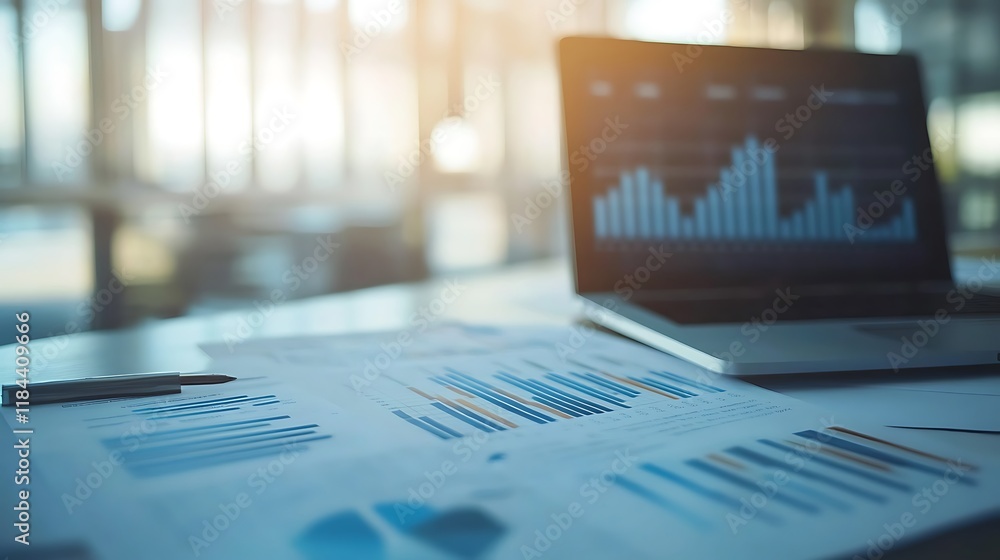 Financial Data Analysis on Laptop and Documents Financial Data Analysis on Laptop and Documents