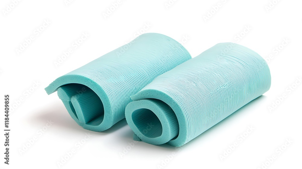 Two blue foam rollers are placed next to each other Two blue foam rollers are placed next to each other