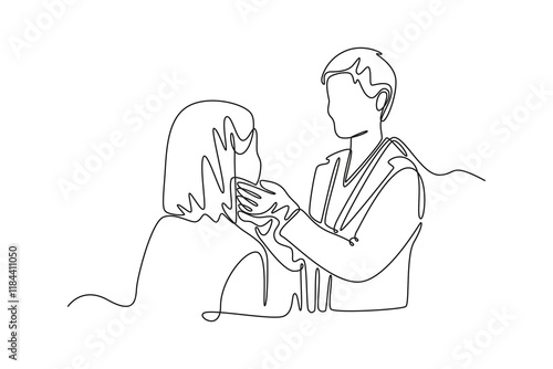 Medical professional Concept. Single line draw design. Full length animation illustration. High quality 4k footage.