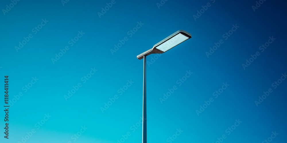 Innovative renewable energy streetlight shines brightly against a clear blue sky, showcasing the potential of renewable energy solutions in public infrastructure and eco friendly design. Innovative renewable energy streetlight shines brightly against a clear blue sky, showcasing the potential of renewable energy solutions in public infrastructure and eco friendly design.
