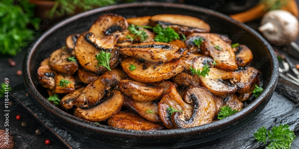 Delicious fried grill slices of Eringi, also known as King mushrooms, make a perfect second course. This scrumptious Eringi dish is ideal for anyone seeking vegan or vegetarian food options. Delicious fried grill slices of Eringi, also known as King mushrooms, make a perfect second course. This scrumptious Eringi dish is ideal for anyone seeking vegan or vegetarian food options.