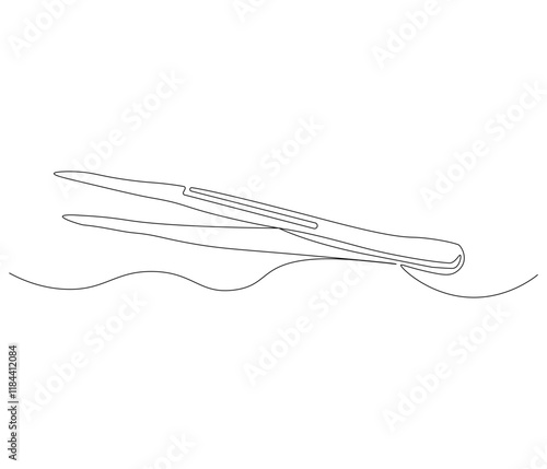 One continuous line drawing of Medical tweezers . Single line of Medical tweezers vector illustration