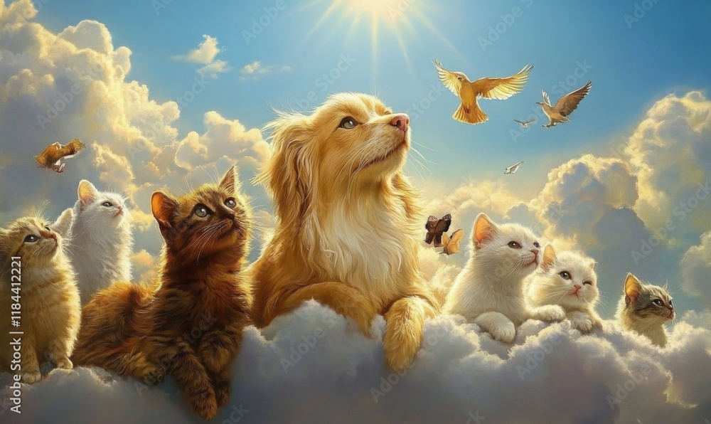 A serene sanctuary for beloved pets in the afterlife.