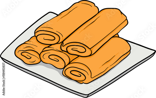 lumpia indonesian traditional food cartoon, spring rolls