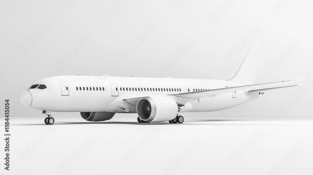 Minimalist White Aircraft Model on Light Background for Display Minimalist White Aircraft Model on Light Background for Display
