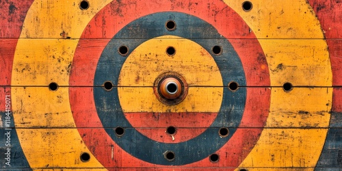A shooting target designed for practice at a range, featuring multiple bullet holes in the center, ideal for demonstrating shooting performance and accuracy for enthusiasts and professionals alike.