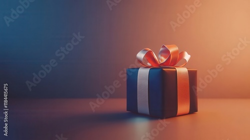 Perfectly Wrapped Gift with Golden Ribbon in Soft Light
