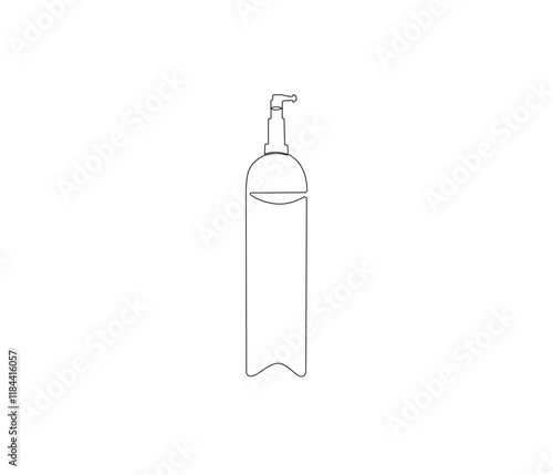 One continuous line drawing of oxygen cylinder . Single line of oxygen cylinder vector illustration