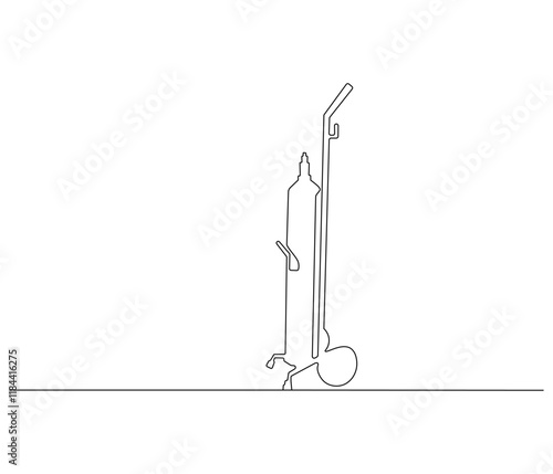 One continuous line drawing of oxygen cylinder . Single line of oxygen cylinder vector illustration