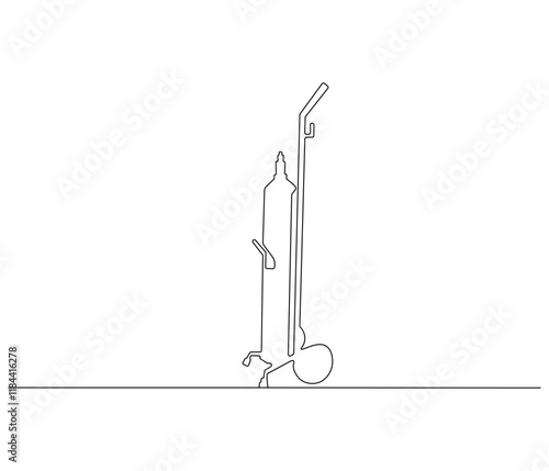 One continuous line drawing of oxygen cylinder . Single line of oxygen cylinder vector illustration